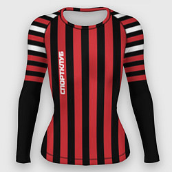 Женский рашгард Красно черный полосатый узор Спортклуб