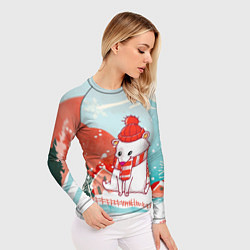 Рашгард женский Белый мишка новый год, цвет: 3D-принт — фото 2