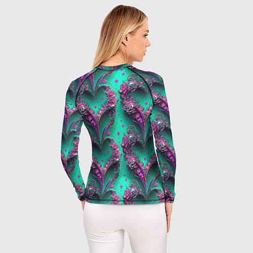 Женский рашгард Паттерн сердца из цветов / 3D-принт – фото 4