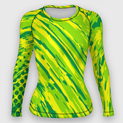 Рашгард женский Абстракция зеленые линии, цвет: 3D-принт