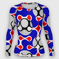 Рашгард женский Абстрактные сине-красные паттерны и шары, цвет: 3D-принт