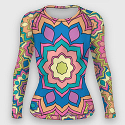 Рашгард женский Цветочный разноцветный паттерн, цвет: 3D-принт