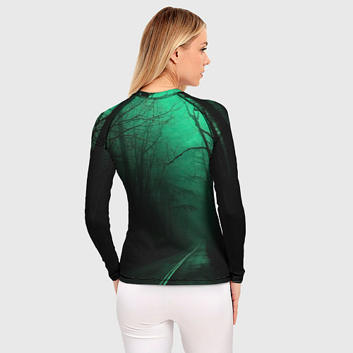 Женский рашгард Уэнсдэй зеленый лес / 3D-принт – фото 4