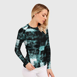 Рашгард женский Абстракт голубой на чёрном, цвет: 3D-принт — фото 2