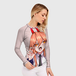 Рашгард женский Человек - бензопила Пауэр с рогами, цвет: 3D-принт — фото 2