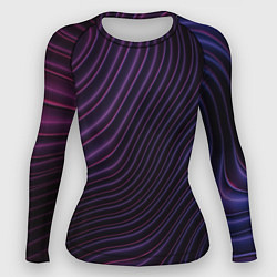 Рашгард женский Фиолетово-синяя волнообразная абстракция, цвет: 3D-принт