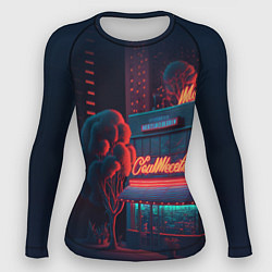 Рашгард женский Ночные улицы в неоновом свете, цвет: 3D-принт