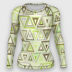 Рашгард женский Геометрический светло-зелёный паттерн из треугольн, цвет: 3D-принт