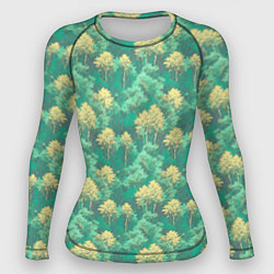 Рашгард женский Камуфляж деревья двуцветный, цвет: 3D-принт