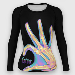 Рашгард женский Сердечко правой рукой - неоновый рентген, цвет: 3D-принт
