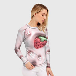 Рашгард женский Объемная вдавленная клубника и цветочки, цвет: 3D-принт — фото 2