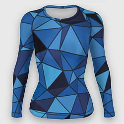 Рашгард женский Синие треугольники, абстракт, цвет: 3D-принт