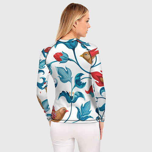 Женский рашгард Узоры и птицы / 3D-принт – фото 4