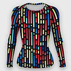 Рашгард женский Неоновые полосы - авангардный паттерн, цвет: 3D-принт