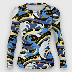 Рашгард женский Волна - паттерн - японский стиль, цвет: 3D-принт