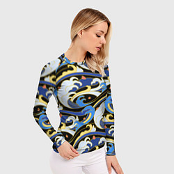 Рашгард женский Волна - паттерн - японский стиль, цвет: 3D-принт — фото 2