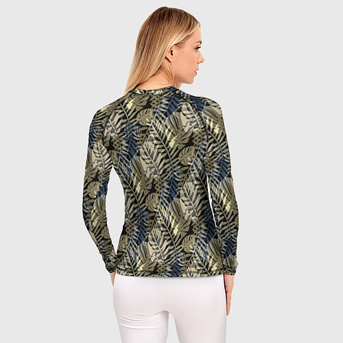 Женский рашгард Оливковый тропический узор / 3D-принт – фото 4