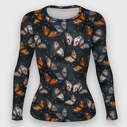 Рашгард женский Бабочки и капли - паттерн, цвет: 3D-принт