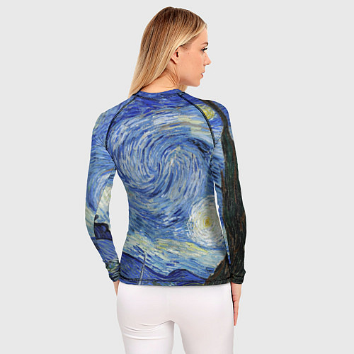 Женский рашгард Кот Бегемот на примусе в Звездной ночи / 3D-принт – фото 4