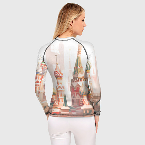Женский рашгард Девушка в кокошнике с косой - кремль / 3D-принт – фото 4