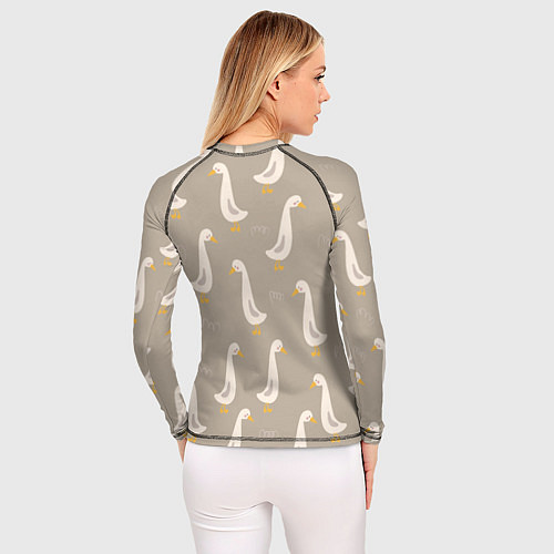 Женский рашгард Утки на травке - бежевый / 3D-принт – фото 4