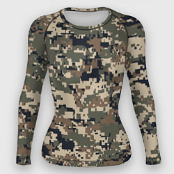 Рашгард женский Коричнево - черный камуфляж, цвет: 3D-принт