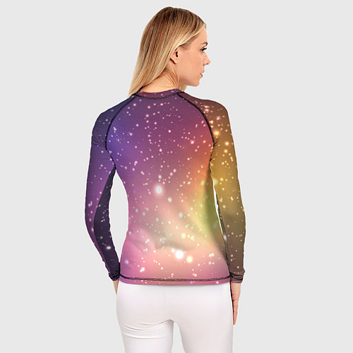 Женский рашгард Желто фиолетовое свечение и звезды / 3D-принт – фото 4
