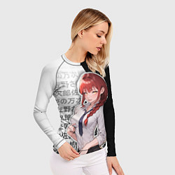 Рашгард женский Макима и иероглифы, цвет: 3D-принт — фото 2