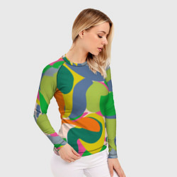 Рашгард женский Краски абстрактные линии, цвет: 3D-принт — фото 2