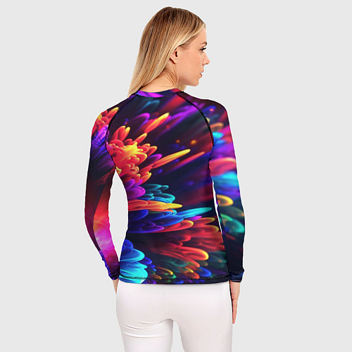 Женский рашгард Неоновая абстракция в виде цветов / 3D-принт – фото 4