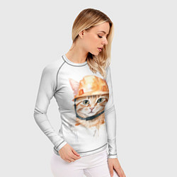 Рашгард женский Акварельный кот в строительной каске, цвет: 3D-принт — фото 2