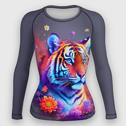 Рашгард женский Тигр и краски - нейросеть, цвет: 3D-принт