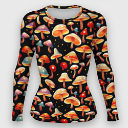 Рашгард женский Разноцветный грибной паттерн, цвет: 3D-принт