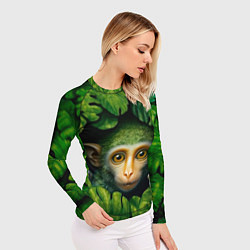 Рашгард женский Маленькая обезьянка в листьях, цвет: 3D-принт — фото 2