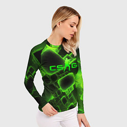 Рашгард женский CS GO зеленые кислотные плиты, цвет: 3D-принт — фото 2