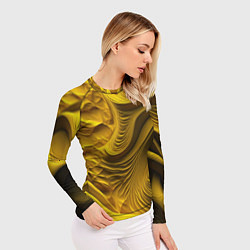 Рашгард женский Объемная желтая текстура, цвет: 3D-принт — фото 2
