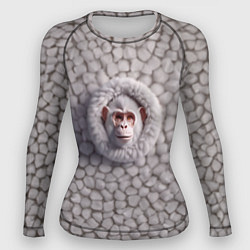 Рашгард женский Забавная белая обезьяна, цвет: 3D-принт
