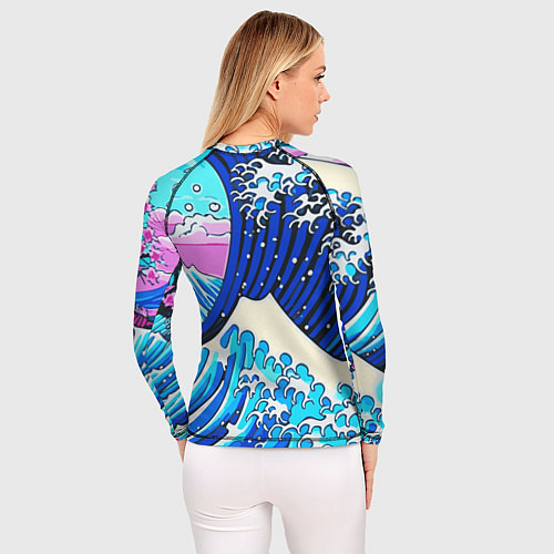 Женский рашгард Большая волна в Канагаве сакура / 3D-принт – фото 4