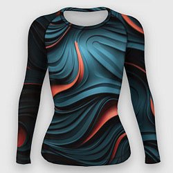 Рашгард женский Сине-оранжевая абстрактная волна, цвет: 3D-принт
