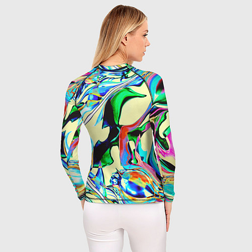 Женский рашгард Яркие абстрактные разводы / 3D-принт – фото 4