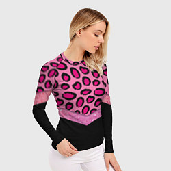 Рашгард женский Розовый леопард и блестки принт, цвет: 3D-принт — фото 2