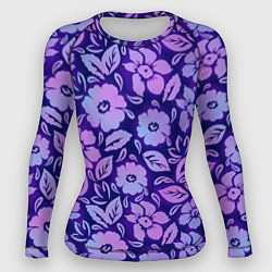 Рашгард женский Фиолетовые цветочки, цвет: 3D-принт