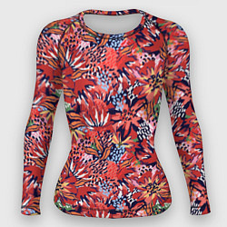 Рашгард женский Осенние цветы с пятнами, цвет: 3D-принт