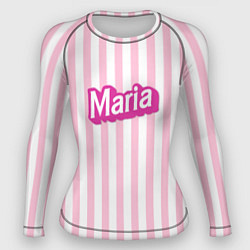 Рашгард женский Имя Мария в стиле Барби: розовая полоска, цвет: 3D-принт