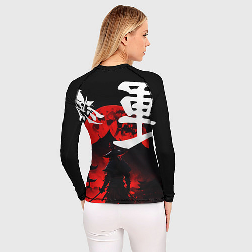 Женский рашгард Японский самурай и красная луна / 3D-принт – фото 4