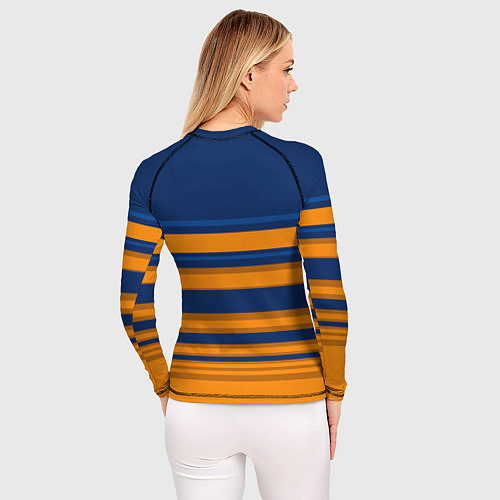 Женский рашгард Желто-синий полосатый узор / 3D-принт – фото 4