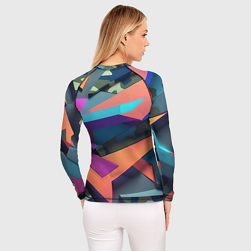 Женский рашгард Камуфляж и цветная геометрия - нейросеть / 3D-принт – фото 4