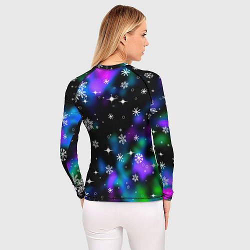 Женский рашгард Неоновый дракон в снежинках / 3D-принт – фото 4