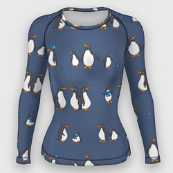Рашгард женский Забавное семейство пингвинов, цвет: 3D-принт
