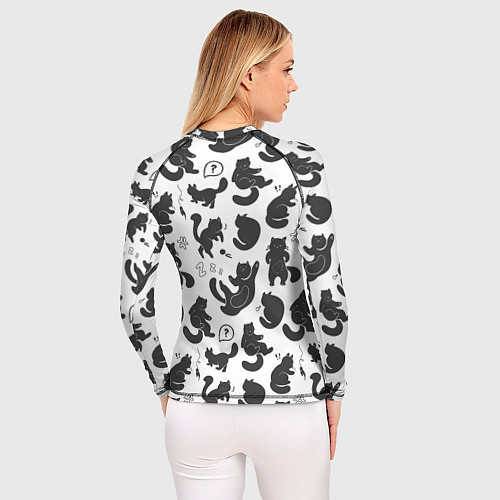 Женский рашгард Эмоциональные черно-белые коты / 3D-принт – фото 4